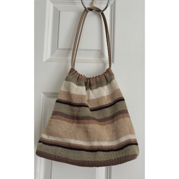 THE SAK STRIPED CLUTCH BAG SMALL IN BEIGE TONES 10"X10"X 4" INNER POCKET - Picture 1 of 7